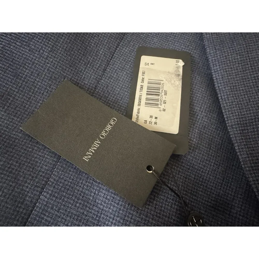 NWT Giorgio Armani Black Label ‘Soft’ Blue Micro-Pattern Suit 52EU/42US $3595.00